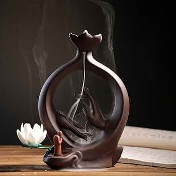 新品◾️マドカリンダル◾️ INCENSE HOLDER WITH SAUCER BackFlow Incense Burner | Ceramic Incense Holder | The Lotus